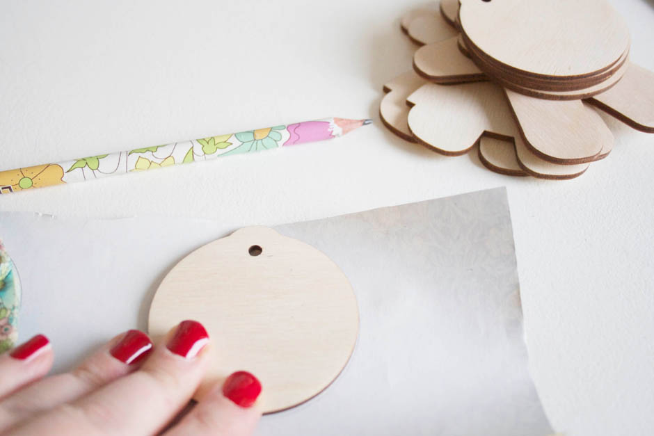 Liberty print baubles | Decoupage wooden cut outs to make tree baubles | Apartment Apothecary